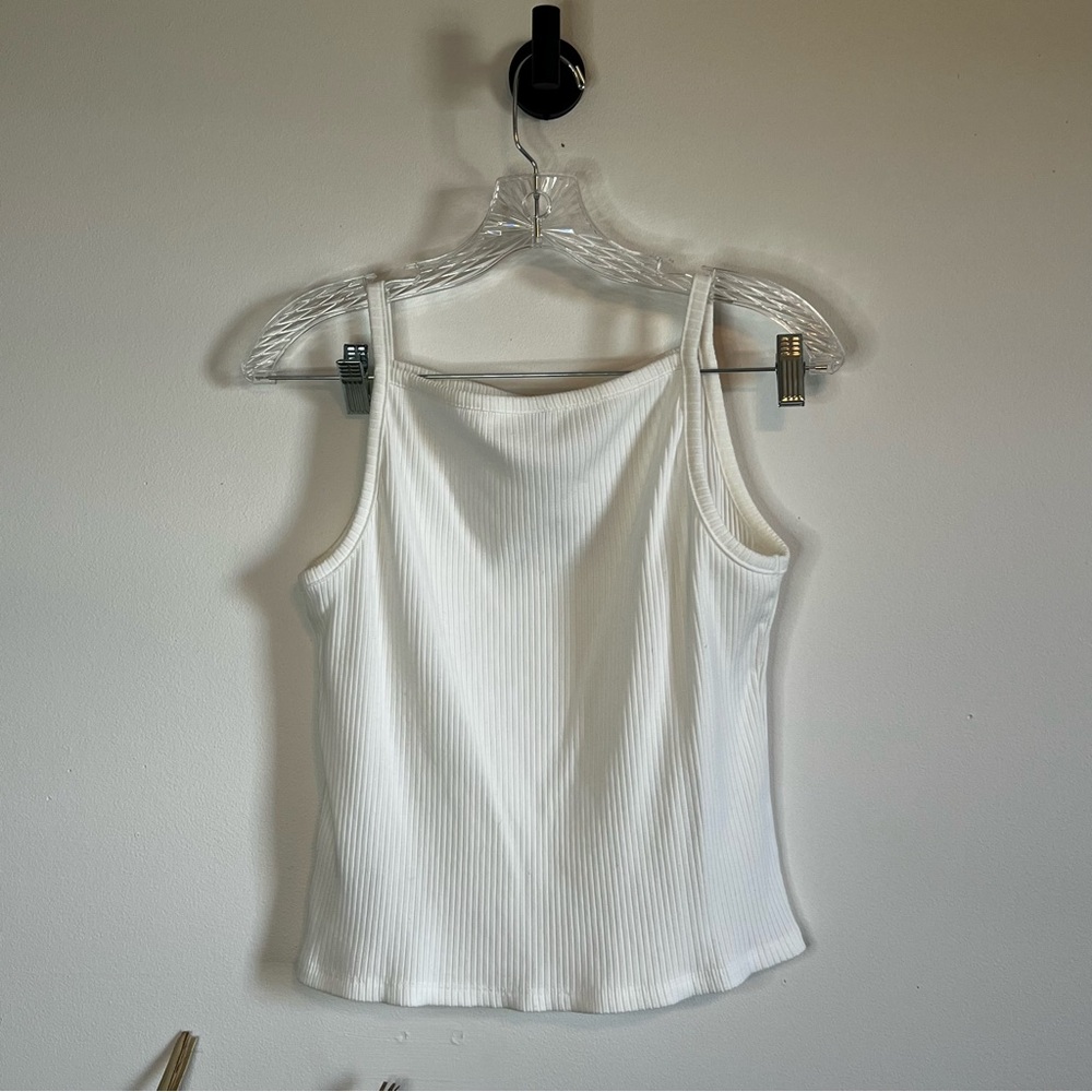 Old Navy White Ribbed Halter Tank Top